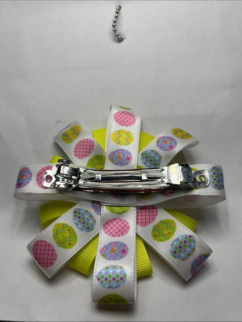 Easter Egg Ribbon Flower Hair Bow - Yellow & Pastel